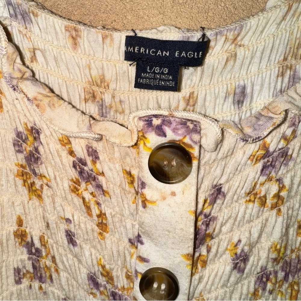 American eagle Floral Button-Down Spaghetti Strap Top cinched - Picture 4 of 6